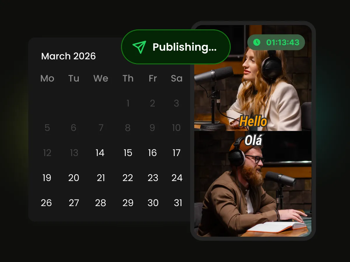 Calendário de conteúdo integrado para agendamento e gerenciamento de publicações de vídeo nas redes sociais